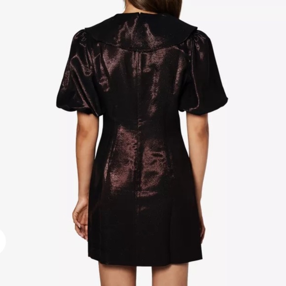 New Aligne Co. Anthropologie shiny Gara Rust black lurex mini dress - Picture 6 of 7